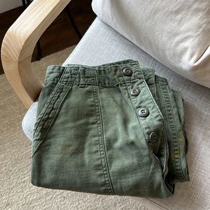 Vintage Sateen OG-107 Military Button Front Olive Green Utility Pants